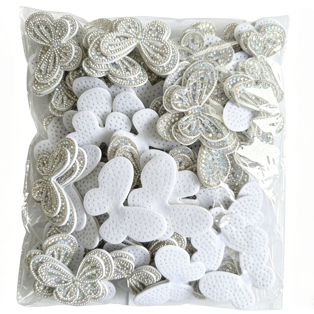 Diamond Flower butterfly motifs packed in bag at LOCACRYSTAL Pujiang factory