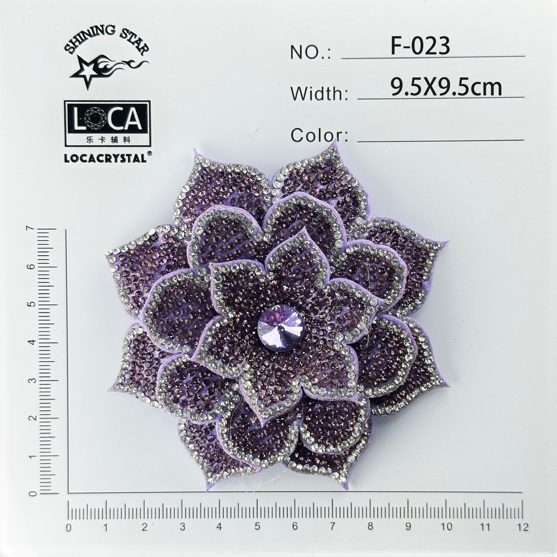 Diamond Flower F-023 purple multi-petal layered floral motif showing 3D depth