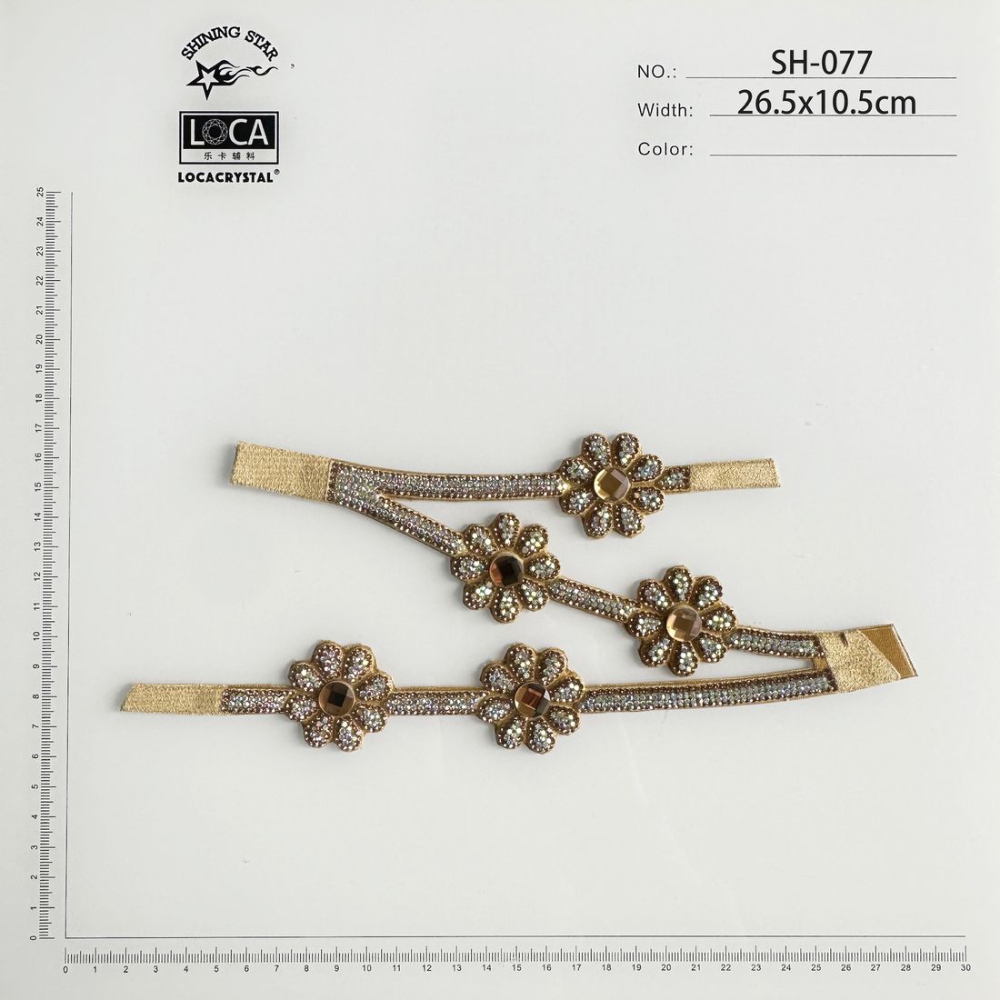 LOCACRYSTAL Shoe Upper SH-077 — rose-gold daisy triple motif vamp band